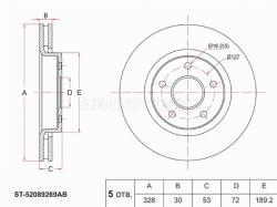 Диск тормозной (Перед) Jeep Commander 05-10 / Grand Cherokee 04-10