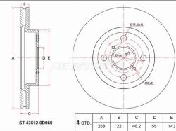 Диск тормозной (Перед) Toyota Vitz 05-20 / Yaris 05-20
