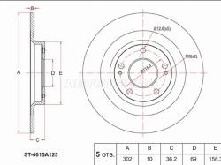 Диск тормозной (Сзади) Mitsubishi ASX 10- / Outlander 12-22 / Delica D:5 07- / Eclipse Cross 17-