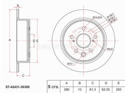 Диск тормозной (Зад) Lexus IS 13-16