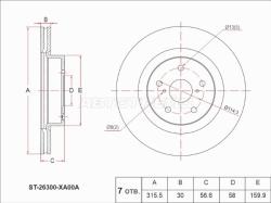 Диск тормозной (Перед) Subaru Levorg 14-20 / Outback 14-22 / B9 Tribeca 04-14 / Impreza WRX STI 10-1
