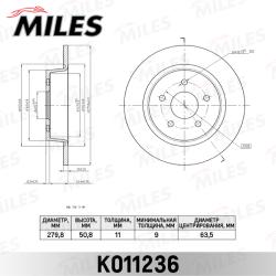 K011236 Диск тормозной FORD C-MAX 10-/KUGA 13- задний