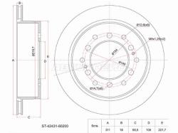 Диск тормозной (Зад) Toyota Land Cruiser Prado (J90,J120) 96-09 / Lexus GX 02-09 / Toyota 4Runner 02