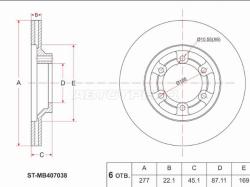 Диск тормозной (Перед) Mitsubishi Delica 89-07 / Pajero 81-00