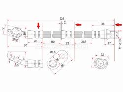 Шланг тормозной передний (Таиланд) TOYOTA CAMRY/GRACIA/HARRIER/MARK2 QUALIS/WINDOM правый