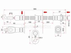 Шланг тормозной перед (Таиланд) TOYOTA BB/CARGO/IST/PLATZ/PORTE/PROBOX/RAUM/VITZ/WILL/YARIS LH