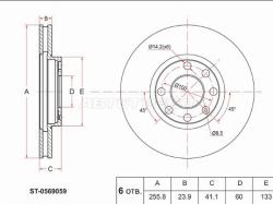 Диск тормозной (Перед) Opel Astra 98-09