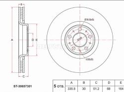 Диск тормозной (Перед) Volvo XC90 02-19