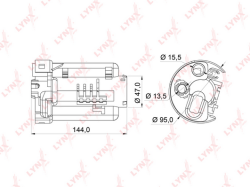 Фильтр топливный TOYOTA Avensis(T25) 2.0 (JAP) 03-08 LF-165M