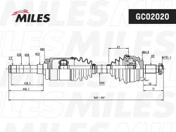 GC02020 Привод в сборе BMW E53 3.0D-4.6 00- пер. прав. (GSP 205018 / MILES GC02026)