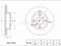 Диск тормозной (Перед) Toyota Corolla (E100,E110) 91-02 / Corolla Levin 95-00