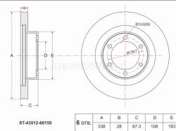Диск тормозной (Перед) Toyota Land Cruiser Prado (J120) 02-09 / Lexus GX 02-09 / Toyota 4Runner 02-0