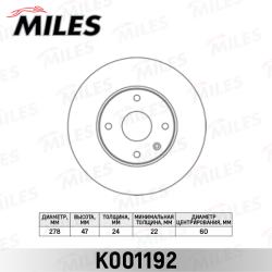 K001192 Диск тормозной CHEVROLET EPICA 2.0-2.5 05- передний вент.D 278мм