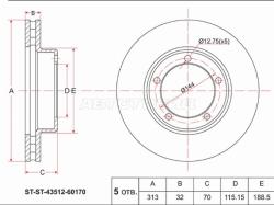 Диск тормозной (Спереди) Toyota Land Cruiser (J100) 98-07 / Lexus LX 98-07 / Toyota Land Cruiser Cyg