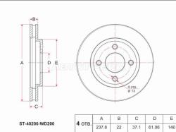 Диск тормозной (Перед) Nissan AD 99-08 / Wingroad 96-05
