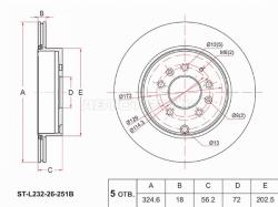 Диск тормозной (Зад) Mazda CX-7 06-12 / CX-9 07-15 / MPV 06-16