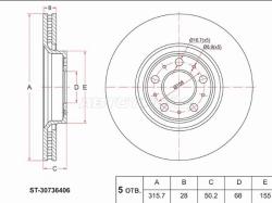 Диск тормозной (Перед) Volvo S60 00-04 / XC90 02-19
