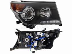 Фара Toyota Land Cruiser (J200) 07-15 (Справа/ ДХО/ С электрокорректором/ черная Brownstone)