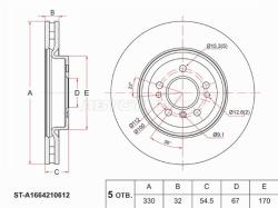 Диск тормозной (Перед) Mercedes-Benz M-Class 11-15