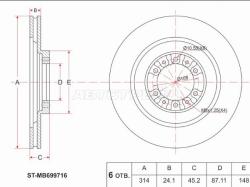 Диск тормозной (Перед) Mitsubishi L200 96-06 / Pajero 91-06 / Pajero Sport 96-04 / Challenger 96-01