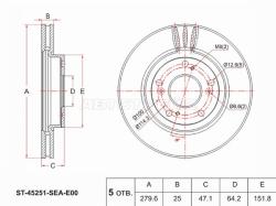 Диск тормозной (Перед) Honda Accord 02-08 / Civic 05-19