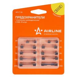 AIRLINE AFU-T-06 Предохранители &quot;стеклянные цилиндрические&quot; в блистере (10 шт. 2-25А)