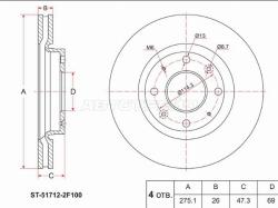Диск тормозной (Перед) Kia Cerato 04-16