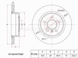 Диск тормозной (Зад) BMW 5-Series 09-17