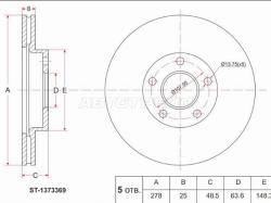 Диск тормозной (Перед) Ford Focus 04-19 / Mitsubishi Delica 90-99 / L200 86-96 / Lancer 88-01 / Paje