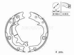 Колодки тормозные барабанные (Сзади/ Стояночный тормоз) Hyundai ix35 09-15 / Tucson 09-15
