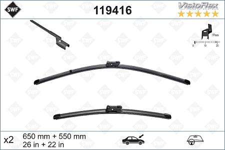 Щётки с/о 650/550мм Visiolflex 119 416
