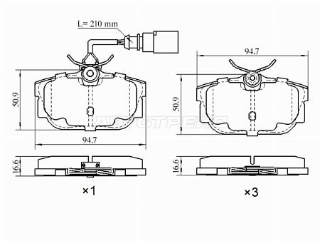 Колодки тормозные (Сзади) Volkswagen Transporter 90-03