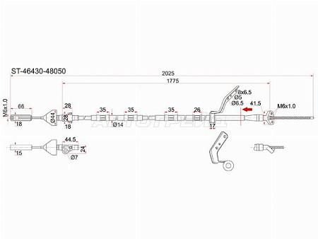 Трос ручника TY Kluger ACU/MCU20, 2WD LH