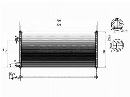 Радиатор кондиционера Ford Tourneo Connect 02-
