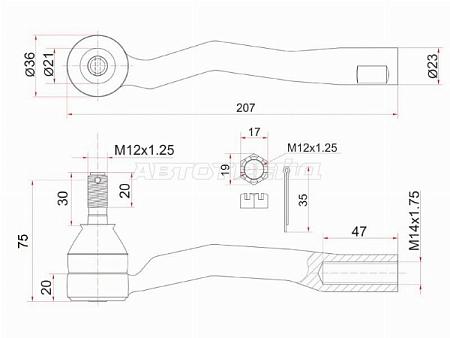 Наконечник рулевой TOYOTA AVENSIS 00- LH