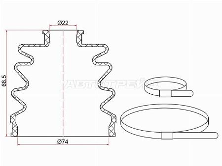Пыльник шруса  (2 хомута. резина)