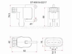 Катушка зажигания TOYOTA 3S/5S-FE (№1) 96- ST19#/ST21#/ST20#/SV4#/SV55/SXV2#/SXM1#/SXN1#/SXU1#/SXA1#