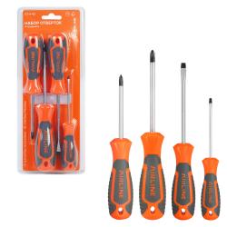 Набор отверток 4 пр. (SL3х75мм,SL5х100мм,PH1х75мм, PH2х100мм), блистер (AT-4-43)