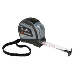 Рулетка в прорезиненном корпусе 10мх25мм PRO, автостоп, дв. зацеп, дв. шкала (ATBQ018)