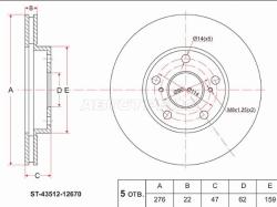 Диск тормозной (Перед) Toyota Corolla (E150,E180) 06-19 / Auris 06-18 / Corolla Rumion 07-15 / Corol