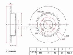 Диск тормозной (Зад) Opel Astra 98-15 / Astra Family 11-14 / Astra GTC 04-15