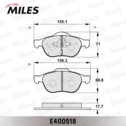 E400518 Колодки тормозные RENAULT LAGUNA 01-/SCENIC 03- передние LowMetallic