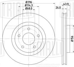 Диск торм. для а/м Nissan Qashqai (06-)/X-Trail T31 (07-) перед.d=296 (перф/слот/окраш) (DF 275s) PRO
