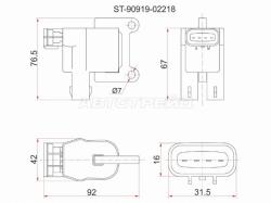 Катушка зажигания TOYOTA 3S/5S-FE (№2) 96- ST19#/ST21#/SV4#/SV55/SXV2#/SXM1#/SXN1#/SXU1# 1ZZ ZZV50