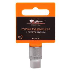 AIRLINE AT-S38-02 Головка торцевая 3/8&quot; DR шестигранная 9мм пласт. подвес