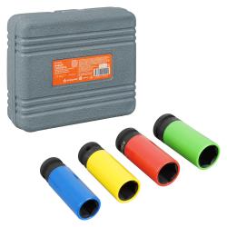 Набор головок ударных для колёсных дисков 1/2"DR шестигранных удлинённых 4пр. (17,19,21,22мм) (ATAS000)