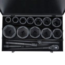 Набор головок ударных 1"DR L=90мм, 16пр. (36-90мм) металл.кейс (ATAS412)