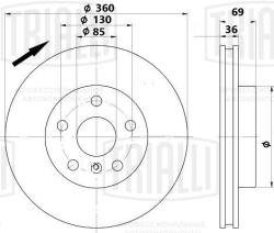 Диск торм. для а/м VW Touareg II (10-) перед. d=360 прав. (окраш.) (DF 198013)