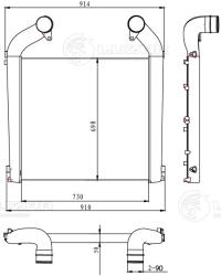 ОНВ (радиатор интеркулера) для а/м Sitrak C7H/Howo T5G с дв. MC11 (сердц. 698*730*50) (LRIC 3031)