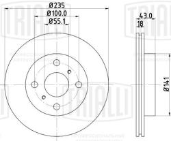 Диск торм. для а/м Toyota Yaris (99-)/Echo (99-) перед. d=235 (DF 084207)